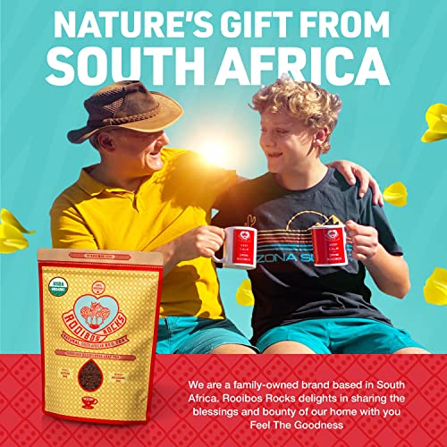 Rooibos Rocks Loose Leaf Rooibos Tea - 16oz USDA Organic Naturally Caffeine-Free South African Original Red Bush Herbal Tea Bulk - Feel the Goodness, Keep Calm and boost your immuni-TEA. from Trading Queen Inc.