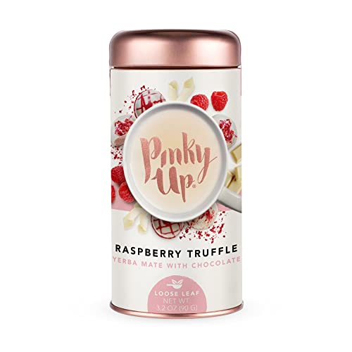 Pinky Up Raspberry Truffle Loose Leaf Tea | Yerba Mate Herbal Tea, 80-85 mg Caffeine Per Serving, Naturally Low Calorie & Gluten Free | 3.2 Ounce Tin, 25 Servings from Pinky Up