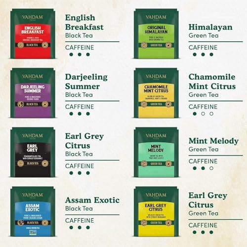 VAHDAM, Tea Variety Pack, 15 FLAVOURS | Award Winning Tea Sampler | Black Tea, Green Tea, Oolong Tea, Chai Tea, Herbal Tea- Long Leaf Pyramid Tea Bags | Christmas Tea Gifts for Everyone by Vahdam