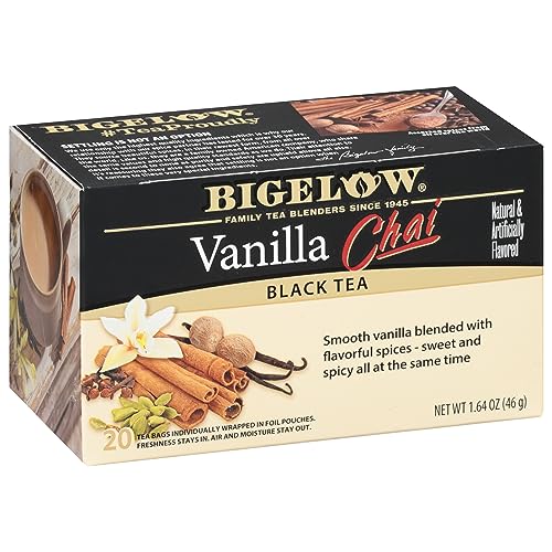Bigelow Vanilla Chai Black Tea Bags 20-Count Box (Pack of 6), Caffeinated Black Tea, 120 Tea Bags Total from BIGELOW