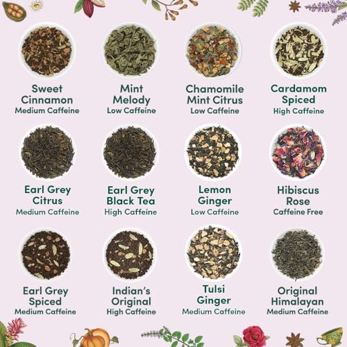 VAHDAM, Organic Assorted Tea Bags Sampler - 40 Flavors | Tea Variety Set - Herbal Tea, Green Tea, Chai Tea, Black Tea in a Tea Assortment Gift Set | Christmas Gifts for Everyone | Holiday Tea Gift Box from 