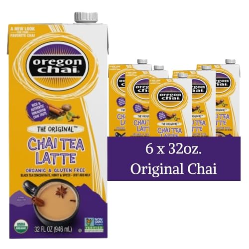 Oregon Chai, Organic and Gluten Free Chai Tea Latte Concentrate, The Original, 32 Ounce Boxes (Pack of 6) from Kerry