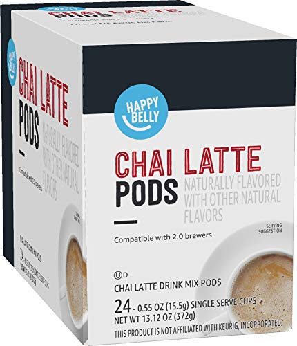 Amazon Brand - Happy Belly Tea Pods Compatible with 2.0 K-Cup Brewers, Chai Latte, 24 Count (Previously Solimo) from Happy Belly
