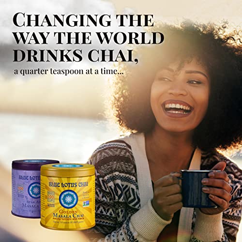 Blue Lotus Chai - Traditional Masala Chai - Makes 100 Cups - 3 Ounce Masala Spiced Chai Powder with Organic Spices - Instant Indian Tea No Steeping - No Gluten by BLUE LOTUS