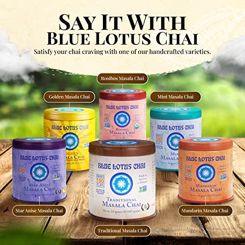 Blue Lotus Chai - Traditional Masala Chai - Makes 100 Cups - 3 Ounce Masala Spiced Chai Powder with Organic Spices - Instant Indian Tea No Steeping - No Gluten by BLUE LOTUS