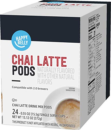 Amazon Brand - Happy Belly Tea Pods Compatible with 2.0 K-Cup Brewers, Chai Latte, 24 Count (Previously Solimo) from Happy Belly
