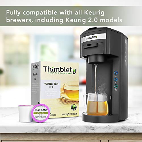 Thimblety White Tea for K-Cups Brewers, Chinese Silver Needle White Tea for Wellness & Relief Support, White Tea Pods, White Tea Capsule, Sugar-Free, Carb-Freeï¼Zero Calorie by Thimblety