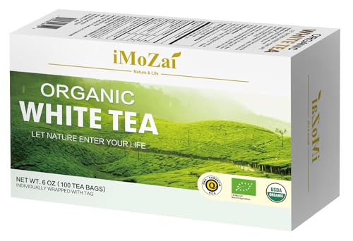 Imozai Organic White Tea Bags 100 Count Individually Wrapped by Imozai enterprises inc