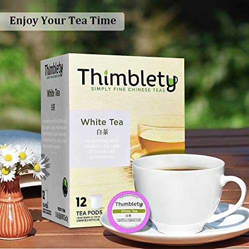 Thimblety White Tea for K-Cups Brewers, Chinese Silver Needle White Tea for Wellness & Relief Support, White Tea Pods, White Tea Capsule, Sugar-Free, Carb-Freeï¼Zero Calorie by Thimblety