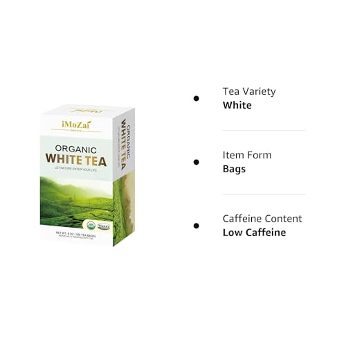 Imozai Organic White Tea Bags 100 Count Individually Wrapped by Imozai enterprises inc