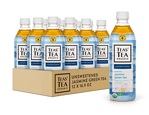 Teas' Tea Unsweetened Jasmine Green Tea 16.9 Ounce (Pack of 12) Organic, Sugar Free, 0 Calories by Teas' Tea