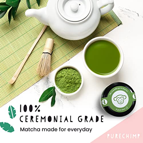 PureChimp Matcha Green Tea Powder - 1.75 Ounces (50g) of Ceremonial Grade Matcha for Baking, Lattes and Smoothies - Regular from PureChimp