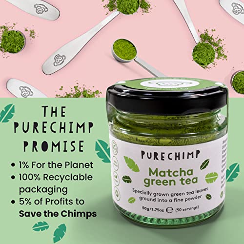 PureChimp Matcha Green Tea Powder - 1.75 Ounces (50g) of Ceremonial Grade Matcha for Baking, Lattes and Smoothies - Regular from PureChimp