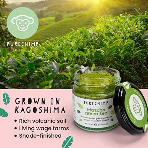 PureChimp Matcha Green Tea Powder - 1.75 Ounces (50g) of Ceremonial Grade Matcha for Baking, Lattes and Smoothies - Regular from PureChimp