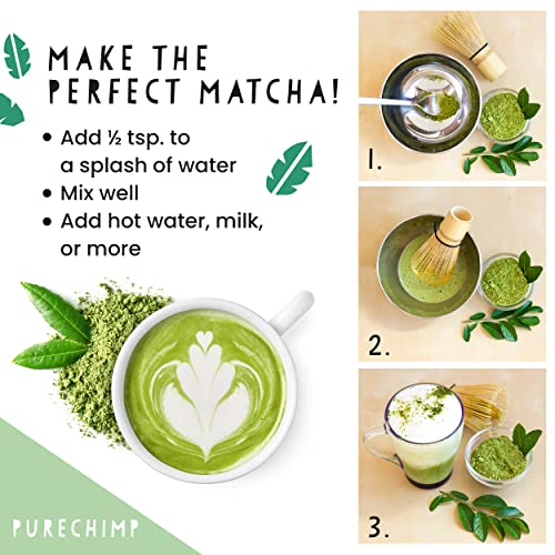 PureChimp Matcha Green Tea Powder - 1.75 Ounces (50g) of Ceremonial Grade Matcha for Baking, Lattes and Smoothies - Regular from PureChimp