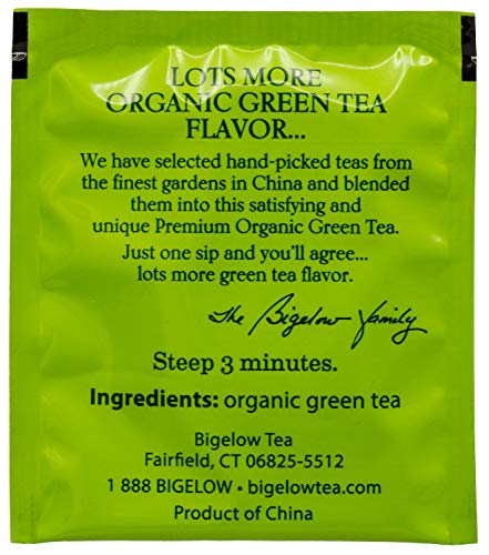 Bigelow Premium 100-Percent Organic Green Tea 150-Count Box, Individually Wrapped Teas from Bigelow