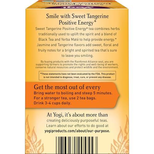 Yogi Tea - Sweet Tangerine Positive Energy Tea (6 Pack) - Supports Elevated Mood and Energy Levels - With Black Tea and Green Tea Extract - Contains Caffeine - 96 Organic Tea Bags from Yogi