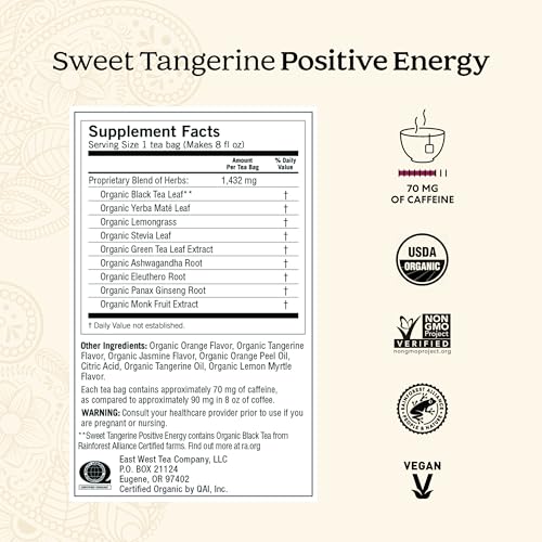Yogi Tea - Sweet Tangerine Positive Energy Tea (6 Pack) - Supports Elevated Mood and Energy Levels - With Black Tea and Green Tea Extract - Contains Caffeine - 96 Organic Tea Bags from Yogi
