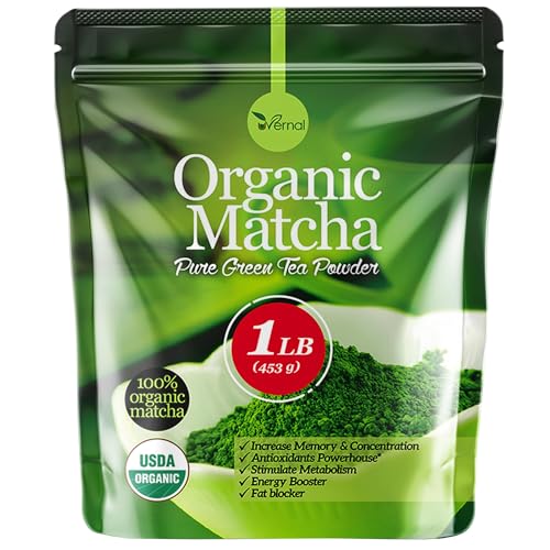 uVernal Organic Matcha Green Tea Powder - 100% Pure Matcha for Smoothies Latte and Baking Easy to Mix - 1Lb from uVernal