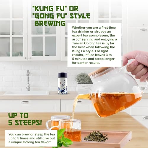 Oolong Loose Leaf Tea, Yummy, Soothing, and Relaxing Taiwan High Mountain Tea with Bulk Tea Tin by Formosa Fresh
