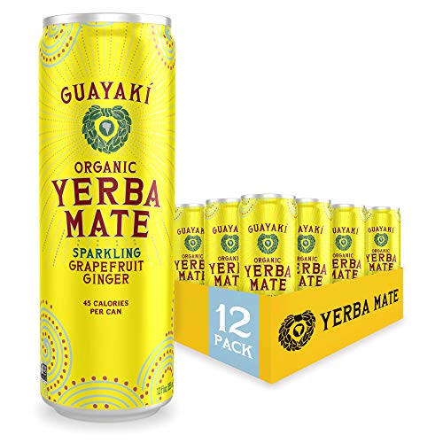 Guayaki Yerba Mate, Grapefruit Ginger, Organic Sparkling Alternative to Soda, Tea, and Energy Drinks, 12 Ounce Cans (Pack of 12), Reduced Calorie with 45 Calories Per Can, 80mg Caffeine from The Yerba Mate Co.