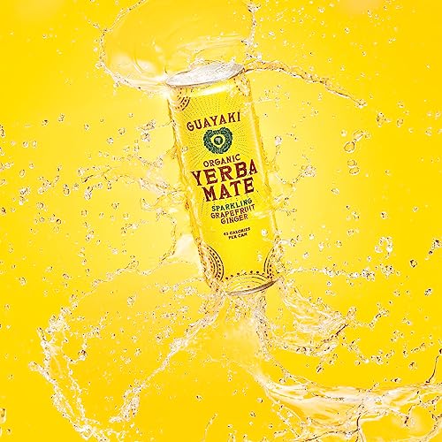 Guayaki Yerba Mate, Grapefruit Ginger, Organic Sparkling Alternative to Soda, Tea, and Energy Drinks, 12 Ounce Cans (Pack of 12), Reduced Calorie with 45 Calories Per Can, 80mg Caffeine from The Yerba Mate Co.