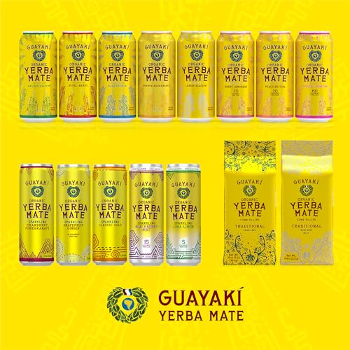 Guayaki Yerba Mate, Grapefruit Ginger, Organic Sparkling Alternative to Soda, Tea, and Energy Drinks, 12 Ounce Cans (Pack of 12), Reduced Calorie with 45 Calories Per Can, 80mg Caffeine from The Yerba Mate Co.