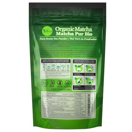 uVernal Organic Matcha Green Tea Powder - 100% Pure Matcha for Smoothies Latte and Baking Easy to Mix - 4oz by uVernal