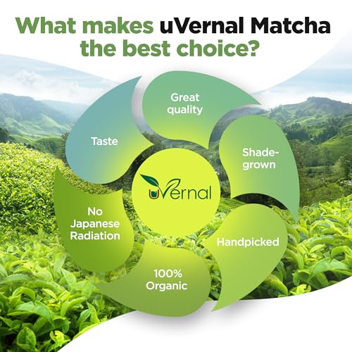 uVernal Organic Matcha Green Tea Powder - 100% Pure Matcha for Smoothies Latte and Baking Easy to Mix - 4oz by uVernal