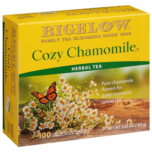 Bigelow Cozy Chamomile Herbal Tea, 100 Count Box Caffeine Free Herbal Tea by Bigelow