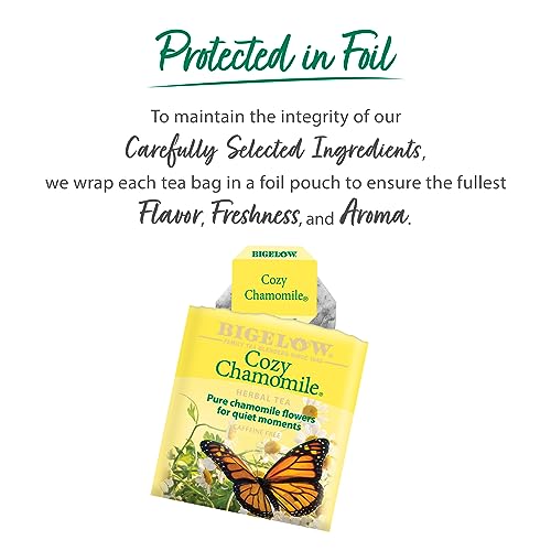 Bigelow Cozy Chamomile Herbal Tea, 100 Count Box Caffeine Free Herbal Tea by Bigelow