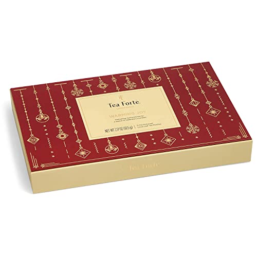 Tea Forte Single Steeps Loose Leaf Tea Sampler, Assorted Variety Tea Box, 15 Single Serve Pouches (Warming Joy - Gold Sparkle) by Tea Forte