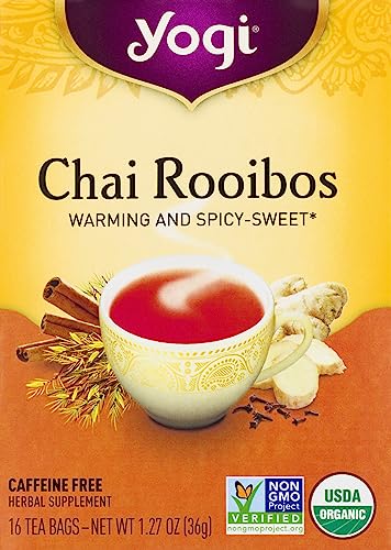 Yogi Tea - Chai Rooibos Tea (6 Pack) - Warming and Spicy Sweet with Antioxidants and Ayurvedic Herb Blend - Caffeine Free - 96 Organic Herbal Tea Bags by Yogi