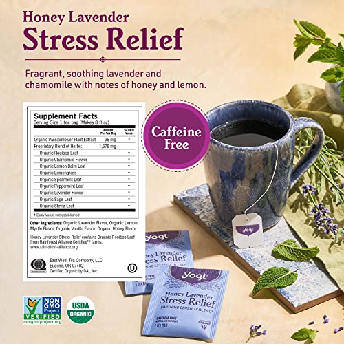 Yogi Tea - Stress Relief and Herbal Tea Variety Pack Sampler (6 Pack) - Bedtime, Kava, Soothing Caramel, Honey Lavender, Calming, and Sweet Clementine - Caffeine Free - 96 Organic Herbal Tea Bags by Yogi