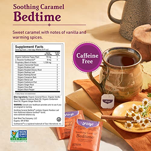 Yogi Tea - Stress Relief and Herbal Tea Variety Pack Sampler (6 Pack) - Bedtime, Kava, Soothing Caramel, Honey Lavender, Calming, and Sweet Clementine - Caffeine Free - 96 Organic Herbal Tea Bags by Yogi