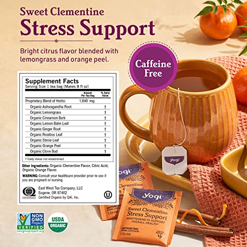 Yogi Tea - Stress Relief and Herbal Tea Variety Pack Sampler (6 Pack) - Bedtime, Kava, Soothing Caramel, Honey Lavender, Calming, and Sweet Clementine - Caffeine Free - 96 Organic Herbal Tea Bags by Yogi