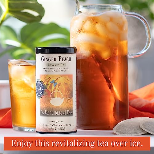 The Republic of Tea Ginger Peach Black Tea, Caffeinated, 50 Count from The Republic of Tea