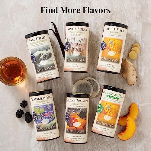 The Republic of Tea Ginger Peach Black Tea, Caffeinated, 50 Count from The Republic of Tea