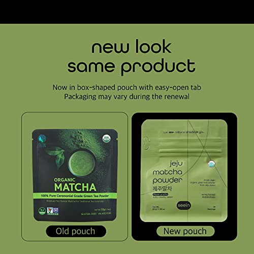 SEEIN Organic Matcha Green Tea Powder from Jeju Korea (Packaging may vary) Premium First Harvest Ceremonial Grade 1.06oz - USDA Certified by Nousbo