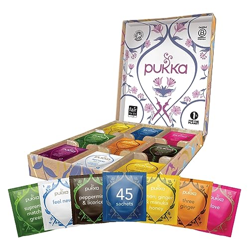 Pukka Herbs | Herbal Tea Selection Box | Eco Friendly Gift | Ideal Birthday, Thank You or Anniversary Gift | An Perfect For All Day Self Care | 45 Sachets | 9 Flavours by AmazonUs/UNDA7