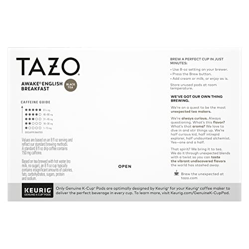 Tazo K-Cup Pods For a Bold Traditional Breakfast-Style Tea Black Tea Caffeinated Tea Morning Drink 10 ct, Pack of 6 by Tazo