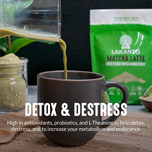 Lakanto Sugar Free Matcha Latte - Green Tea Powder Shelf Stable Probiotics and Fiber, Sugar Free, Monkfruit Sweetener, Keto Diet Friendly, Vegan, Detox and Destress, Antioxidants, Authentic (10 Oz) from Lakanto