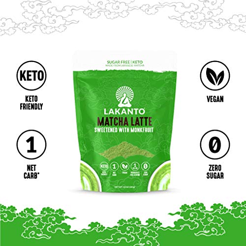 Lakanto Sugar Free Matcha Latte - Green Tea Powder Shelf Stable Probiotics and Fiber, Sugar Free, Monkfruit Sweetener, Keto Diet Friendly, Vegan, Detox and Destress, Antioxidants, Authentic (10 Oz) from Lakanto