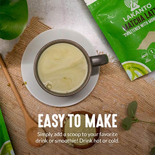 Lakanto Sugar Free Matcha Latte - Green Tea Powder Shelf Stable Probiotics and Fiber, Sugar Free, Monkfruit Sweetener, Keto Diet Friendly, Vegan, Detox and Destress, Antioxidants, Authentic (10 Oz) from Lakanto