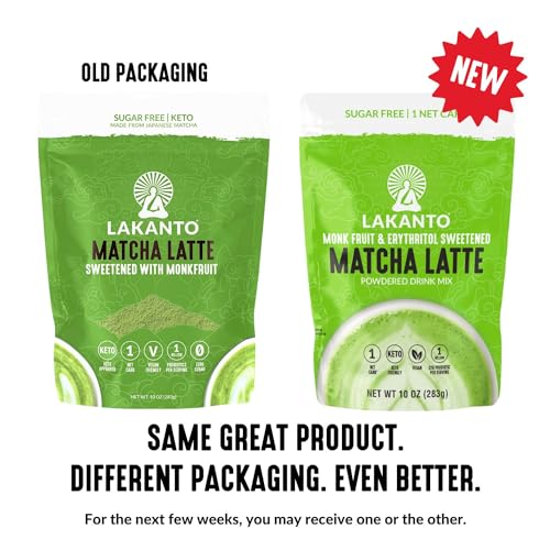 Lakanto Sugar Free Matcha Latte - Green Tea Powder Shelf Stable Probiotics and Fiber, Sugar Free, Monkfruit Sweetener, Keto Diet Friendly, Vegan, Detox and Destress, Antioxidants, Authentic (10 Oz) from Lakanto