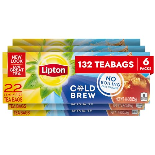 Lipton Cold Brew For a Refreshing Beverage Family Size Tea Bags Freshly Brewed Iced Tea With Cold Water In Less Than 5 Minutes 22 count, Pack of 6 by Unilever / Best Foods