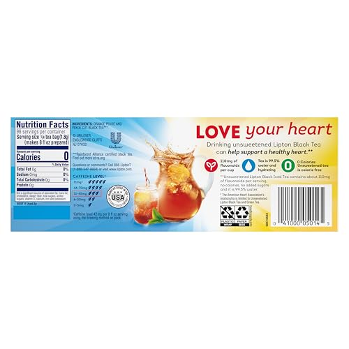 Lipton Cold Brew For a Refreshing Beverage Family Size Tea Bags Freshly Brewed Iced Tea With Cold Water In Less Than 5 Minutes 22 count, Pack of 6 by Unilever / Best Foods