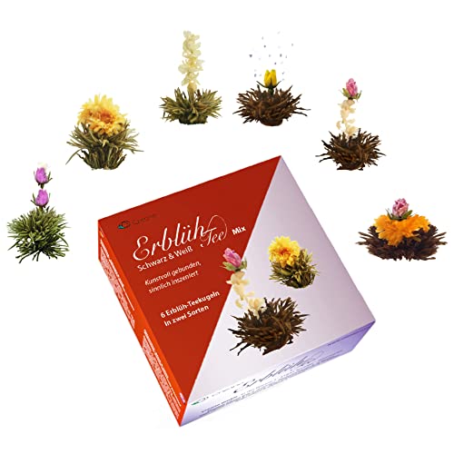 Creano Flowering Tea Mix - Blooming Tea in Elegant Gift Box White & Black Tea (6 Different Varieties Tea Roses) from Creano GmbH, In der Wanne 1, 31832 Springe, Germany