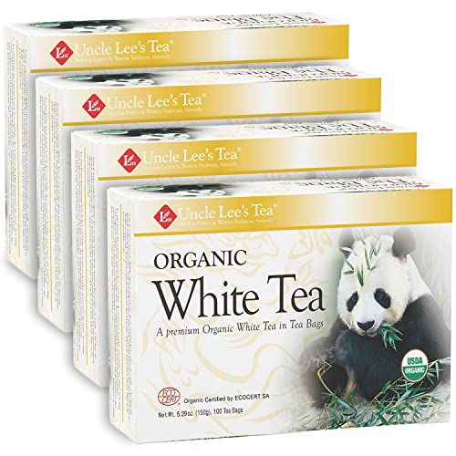 Uncle Lee's Tea Organic White Tea, Tea Bags, 100-Count Boxes (Pack of 4) from Uncle Lee's Tea