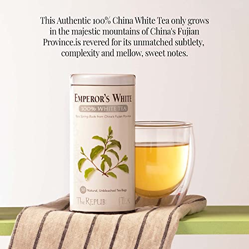 The REPUBLIC of TEA Emperor's 100% White Tea, Zero Calorie, Sugar-Free, Carb-Free, 50 Tea Bag Tin by The Republic of Tea